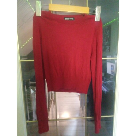 American Apparel Red Long Sleeve Crop Shirt Scoop Neck Size xs - Picture 1 of 4